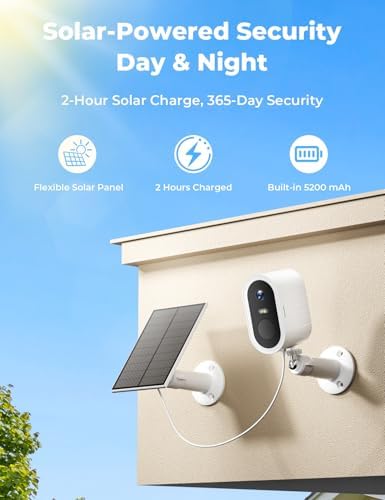 Solar Security Cameras Wireless Outdoor, 2-Cam Kit, 2K Home Security Camera System with 128GB Local Storage, No Subscription Required, PIR & AI Human Detection, Color Night Vision