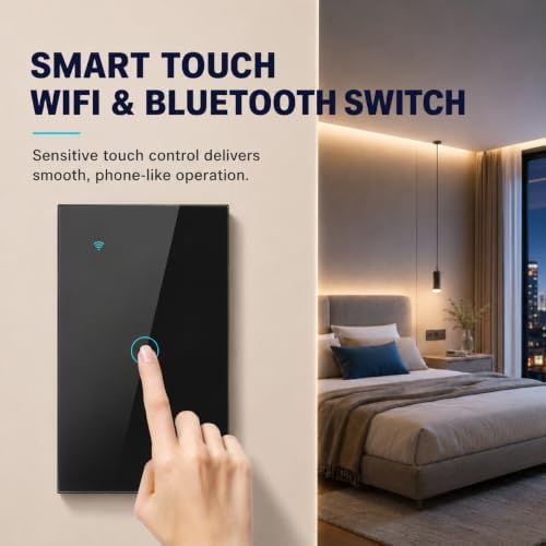 Smart Switch for Light 1 Gang, 2.4GHz Wi-Fi Switch Compatible with Alexa and Google Home,Voice Control, Remote Control, Timer & Schedule UL Certified, No Hub Required