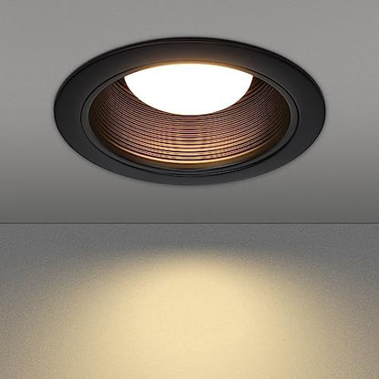 TORCHSTAR 6-Pack 6 Inch Recessed Light Trim, Step Baffle, Black