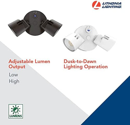 Lithonia Lighting HomeGuard 2-Light LED Outdoor Flood Lights, Dusk to Dawn