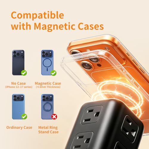 Extension Cord with Multiple Outlets, SMALLRT Power Strip Tower, Outlet Extender with 12 AC Outlets 4 USB, 6.5FT Extension Cord for Home Dorm Room, Office Supplies, Overload Protection