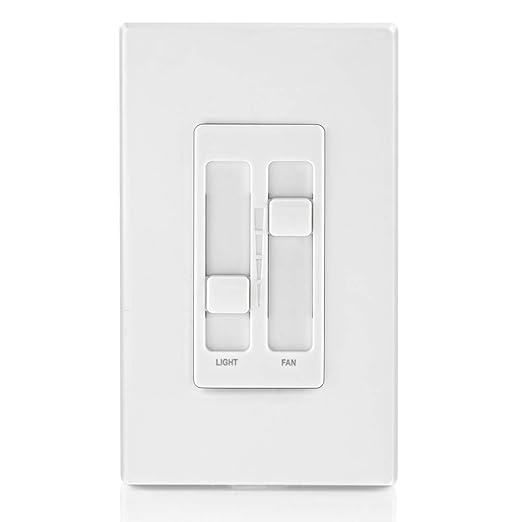 Leviton SureSlide Ceiling Fan Control and Dimmer Switch for LED, Halogen and Incandescent Bulbs, 66DF-10W, White
