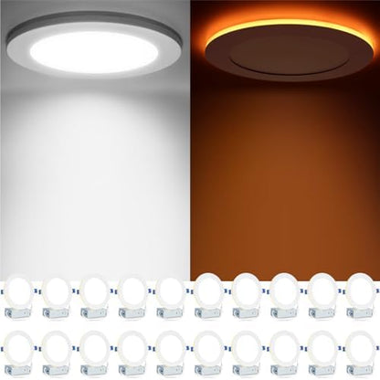 Meconard 20 Pack 6 Inch 5CCT LED Recessed Lighting with Night Light, White