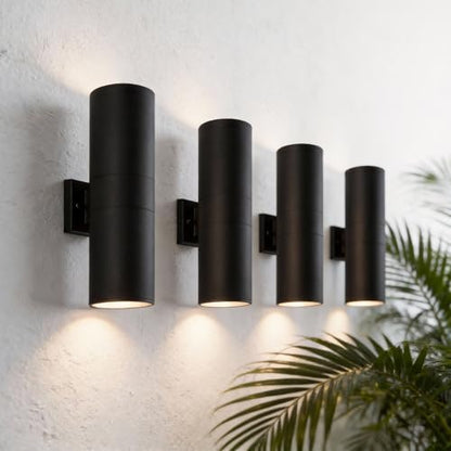 mirrea 18" Modern Outdoor Porch Light in 2 Lights, Matte Black, 4 Pack