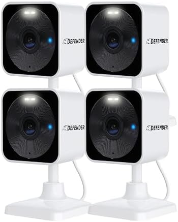 Defender GO 2K AI Powered WiFi Indoor/Outdoor Home, Business, Pet, Baby Security Camera, AI Detection, Dual Band, Spotlight/Siren, Color Night Vision, 2-Way Talk, Works with ClearVu App, 4 Pack