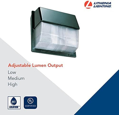 Lithonia Lighting TWPX3 LED ALO 50K MVOLT DDBTXD Outdoor LED Wallpack with Adjustable Light Output, 4000K, MVOLT, Polycarbonate Lens, Textured Bronze
