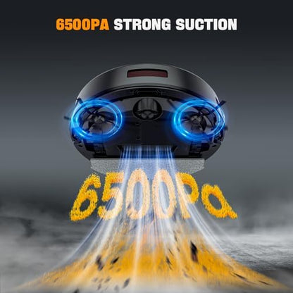 Robot Vacuum and Mop, 6500Pa Suction, 2 in 1 Robotic Vacuum with Gyro Inertial Navigation, 200 Min Runtime, App/Remote/Voice Control, Ideal for Pet Hair, Hard Floor, Carpet