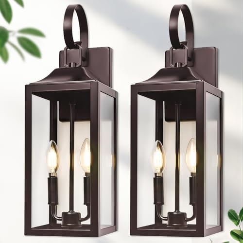 19" Large Oil Rubbed Bronze Outdoor Wall Lights, Waterproof Porch Lights
