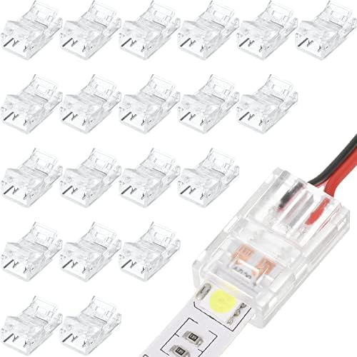 Flutesan 20 Pcs 2 Pin 10 mm LED Strip Connector RGB Lights