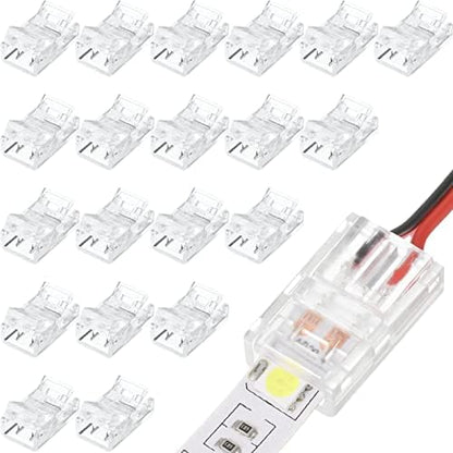 Flutesan 20 Pcs 2 Pin 10 mm LED Strip Connector RGB Lights