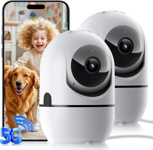 5G Indoor Camera for Home Security, 2K Pet Camera with Phone App, 360° PTZ Indoor Camera for Baby MonitorDog Camera Motion Detection, 2-Way Audio, Night Vision, Cloud&SD Card Storage, Works w/Alexa