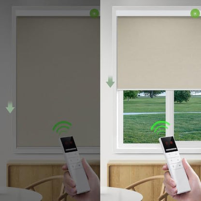 ZSHINE Motorized Blackout Roller Shades Remote Control Rechargeable(82026C)