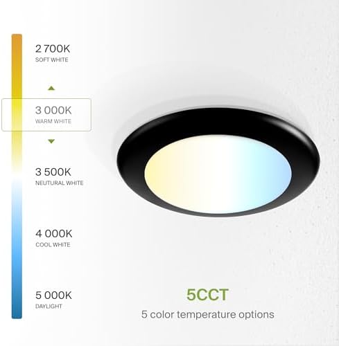 ASD 24 Pack Black LED Disk Lights 6 Inch, 5CCT Flush Mount Ceiling Light