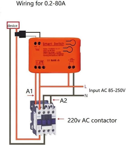Tuya app WiFi Smart Energy Monitor, Single Phase Clamp Electricity Meter with 1 * 80ACT Current Transformer, Remote Monitor Meter Real-Time Electricity