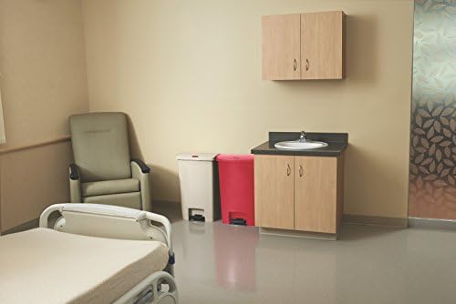 Rubbermaid Commercial Products Streamline Slim Step-On Plastic Trash Can, 13 Gallon, Red, Hands-Free Garbage Can for Medical Waste in Hospitals/Lab/Emergency/Patient Rooms