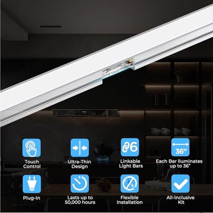 VST Smart Under Cabinet Lighting 6 Bars - UL Listed CRI 93+ Adjustable COB Strip Lights, Alexa & Google Home Compatible, App/Voice/Hand Wave Control for Kitchen Cabinets & Closets
