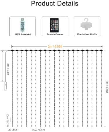 LumBelle 6.6 x 6.6Ft 400 LED Smart Curtain Lights with APP Remote Control