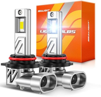 SEALIGHT 9012 Light Bulbs, 1000% Super Brighter than Original Bulb, 1:1 Real Size, 6500K Cool White LED Bulb for Car Powersports ATV/UTV, Pack of 2
