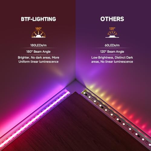 BTF-LIGHTING FCOB COB WS2812B IC RGB LED Strip DC5V 9.8FT 540LED 10mm IP30