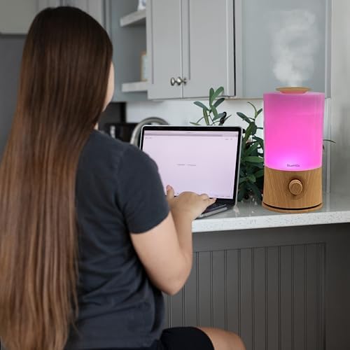 BlueHills Premium 2000 ML XL Large Essential Oil Diffuser Aromatherapy Humidifier for Large Room Home 40 Hour Run Huge Coverage Area 2 Liter Extra Large Capacity Huge Diffuser Wood Grain E005