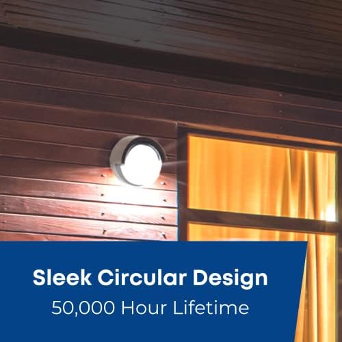 Feit Electric Outdoor LED Wall Sconce, Round Wall Mount Light Fixture, Dusk-to-Dawn, 5000K Daylight, Hardwired, Bronze Finish, Polycarbonate Lens, 50,000-Hour Lifetime, S5RWM/850/DD/BZ