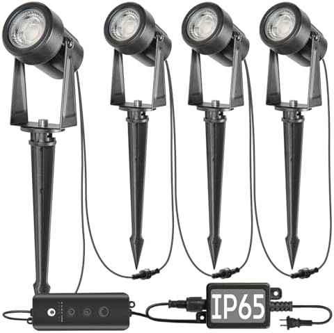 SUNTHIN Outdoor Landscape Lighting with Dusk to Dawn Sensor Controller, 4 Pack