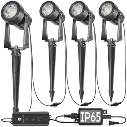 SUNTHIN Outdoor Landscape Lighting with Dusk to Dawn Sensor Controller, 4 Pack