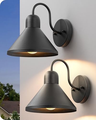 EDISHINE 8IN Gooseneck Barn Outdoor Wall Light, Farmhouse Porch Light