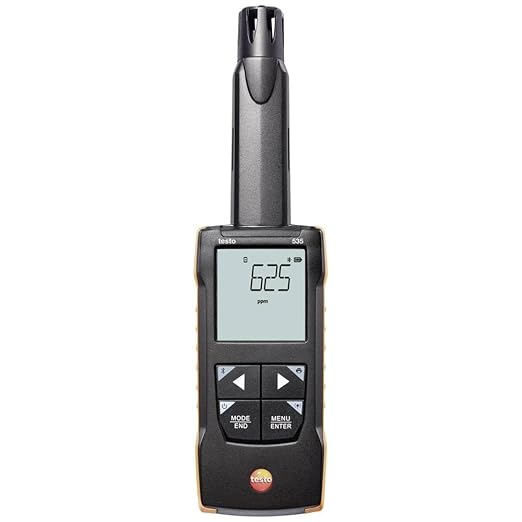 Testo 535 Digital CO2 Detector – Air Quality Monitor for Precise Carbon Dioxide Measurements up to 10000ppm – CO2 Monitor with Audible Alarms – Air Quality Tester with App Compatibility