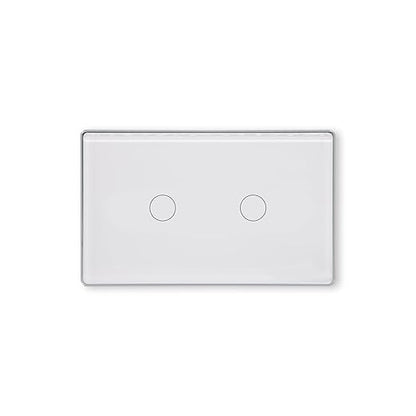 Smart Switch Aluminum Frame,2.5D Glass Panel,4.65 X 2.83 X 1.26 Inches,Need Neutral Wire,2.4GHz WiFi,Work with Tuya/Smart Life,App/Voice Control,White 2 Button