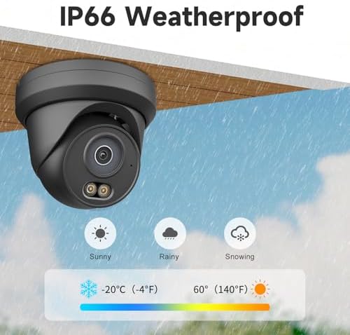 UNILOOK 4MP PoE IP Camera, Wired Turret Security IP Camera Outdoor