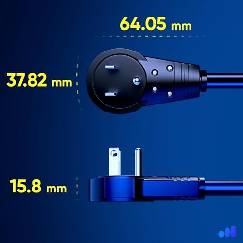 Maximm 30 Ft 360 Rotating Flat Plug Extension Cord, 14 AWG, Black, UL