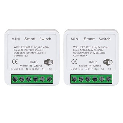 WiFi Smart Light Switch Compatible With Alexa/Google Home, APP Remote/Voice Control, DIY Mode, Timer Function, LAN Control, No Hub Required, 2 Way 16A (2 Pack)