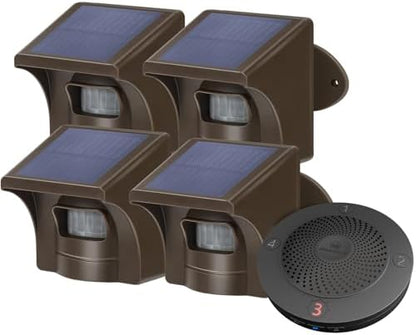 eMACROS Solar Wireless Driveway Alarm, 1 Plug-in Receiver & 4 Sensors