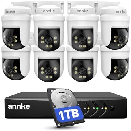 ANNKE 8 Channel Wired Security Camera System, 8 x 5MP Outdoor Cam, 1TB HDD