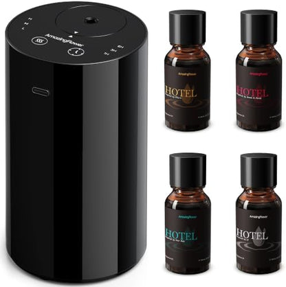 Waterless Essential Oil Diffuser Starter Kit with 4x10mL Hotel Scent Oils