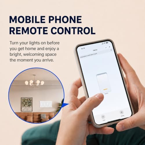 Smart Switch for Light 4 Gang, Neutral Wire Required, 2.4GHz Wi-Fi Switch Compatible with Alexa and Google Home, UL Certified
