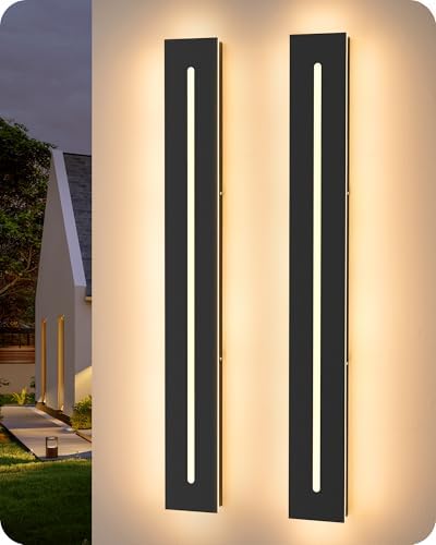 EDISHINE Upgraded 2 Pack 39.4" LED Outdoor Wall Light, Linear Modern Sconce