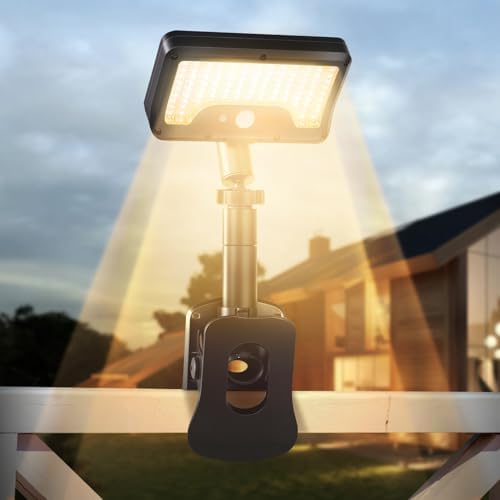Clip On Solar Motion Lights Outdoor,360°Rotatable Fence Lights(1Pack,3000K)