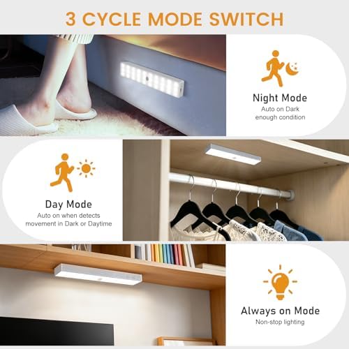 Racokky Under Cabinet Lighting with Remote, Motion Activated RV Step Light
