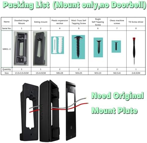 Vinyl Siding Swivel Mount for Ring 2025/2026 New Model & Blink 2K+ Doorbell