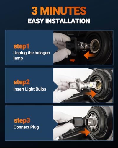 SEALIGHT H13 Bulbs with 6500K White Light,50000LM Super Bright, 1:1Mini Design Fog Light Bulbs,3 Mins Plug-N-Play, Pack of 2 H13 Bulbs