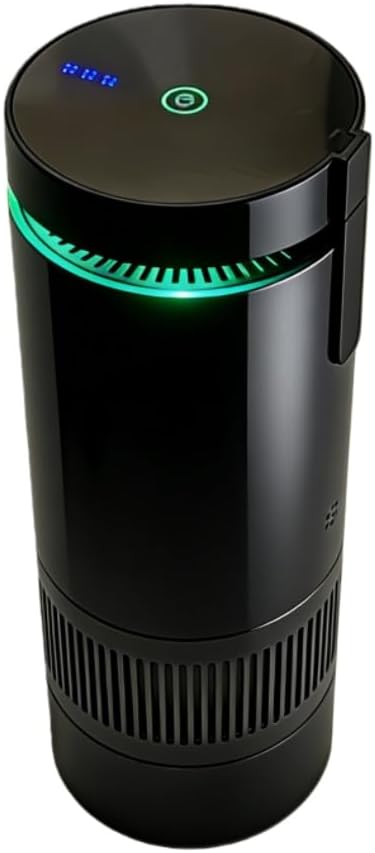 Aluminum alloy Portable Air Purifier for Car and Home, Black, DC 5V, 15 CFM Airflow, Negative Ion Purification, 3-Speed Adjustment, Quiet Operation ≤53dB,7.09in*2.6in*2.6in