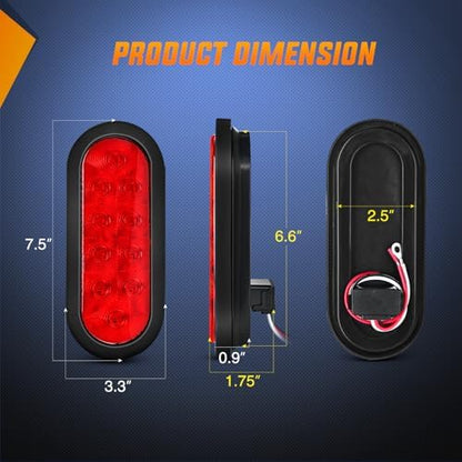 Nilight LED Trailer Light Kit Oval Taillight Round Marker Lamp 9LED ID Bar