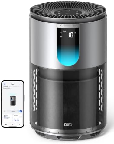 DREO Smart Pet Air Purifier, Home HEPA Air Cleaner with Wi-Fi/Voice/Alexa, Smoke, Dust, Pollen, Odor, PM2.5 Quality Monitor, 4 Fan Speeds & Auto/Turbo/Sleep Mode, DR-HAP009AS, DREO 539AS, Gray Silver