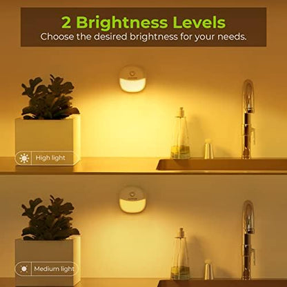 AUVON Magnetic Rechargeable Night Light, Motion & Dusk-Dawn Sensor, 2 Packs