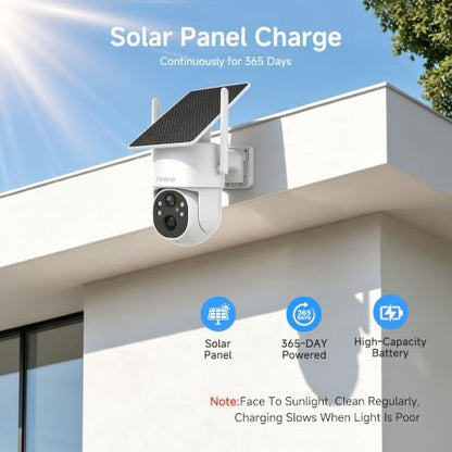 Noorio Solar Camera Outdoor Wireless, 2K 4MP Color Night Vision 2-Way Audio