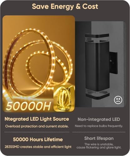 Aipsun 15.7" LED Outdoor Wall Sconce, Modern White Exterior Wall Light