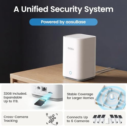 aosu D1 Max, 2-Cam Kit, 4K Solar Security Cameras System Wireless Outdoor
