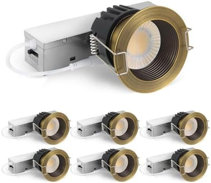 Adetu 6 Pack 2 Inch 5CCT Bronze Anti-Glare LED Recessed Ceiling Light